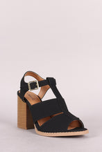 Load image into Gallery viewer, Qupid Peep Toe Cutout Chunky Heel Booties