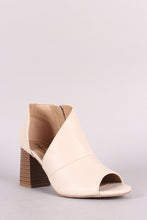 Load image into Gallery viewer, Qupid Peep Toe D Orsay Chunky Stacked Heel Booties